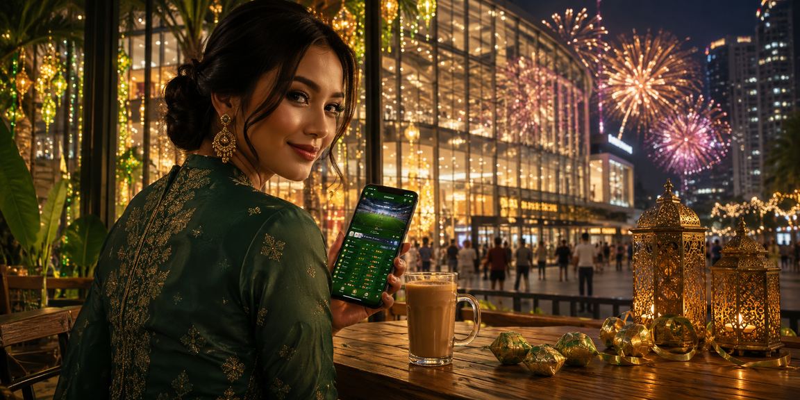 Pengguna menyemak status VIP c400 pada telefon pintar semasa perayaan Hari Raya